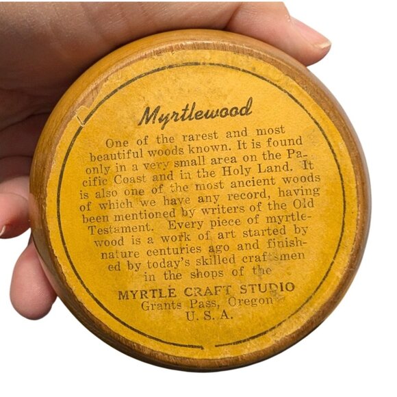 Vintage Myrtlewood Lidded Bowl With Acorn Set By Myrtle Craft Studio - Picture 4 of 11